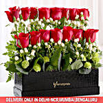 2 Layer Red Roses Arrangement in Box