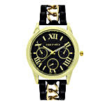 Chained Black Silicone Watch For Women