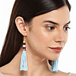 Light Blue Tassel Earrings