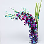 Free Designer Capsule Rakhi With Blue Orchids Vase