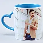 Personalised Blue Heart Handle Mug
