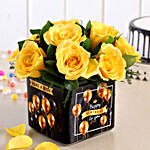 Yellow Roses In Happy B'day Vase