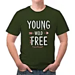 Young Wild Free Unisex Olive Green T-Shirt- Medium