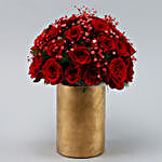 Forever Love Red Roses Glass Vase