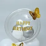 White & Silver Birthday Balloon Arrangement