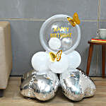 White & Silver Birthday Balloon Arrangement