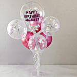 Personalised Glittery Birthday Balloon Bouquet- Silver & Pink