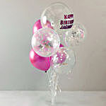 Personalised Glittery Birthday Balloon Bouquet- Silver & Pink