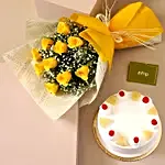 Brighten Up The Day Roses Bouquet & Pineapple Cake