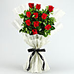 Elegant Vibe Red Roses Bouquet & Pineapple Cake
