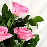 Sweet Memories Pink Roses Bouquet & Chocolate Cake