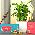 Sneh Green Om Rakhi N Two Layer Bamboo Pot