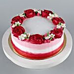 Lovely Red Roses Around Vanilla Cake Eggless Half Kg