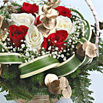 Lovely White & Red Roses Basket