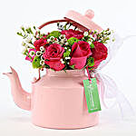 Pink Rose Tea Pot Arrangement