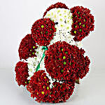 Red & White Chrysanthemums Teddy Bear Arrangement