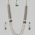 Grey Stones Layered Necklace N Earrings