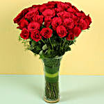 Compassionate Red Color Roses Vase