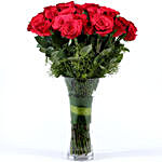 Compassionate Red Color Roses Vase