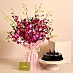 Luxe Love Orchids Bouquet With Truffle Cake