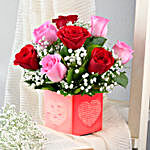 Love U Forever Pink & Red Roses Vase