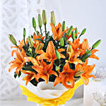 Bouquet Of 8 Orange Asiatic Lilies