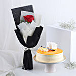 Love Red Rose Bouquet & Butterscotch Cake