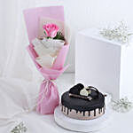 Blushing Pink Rose Bouquet & Chocolate Cake