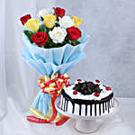 Happy Father's Day Black Forest Cake & Mixed Roses