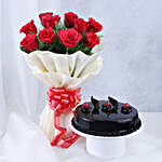 Happy Father's Day Truffle Cake & Red Roses