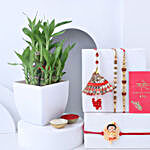 Sneh Ethnic and Devotional Rakhi Set with Two-Layer Lucky Bamboo Plant