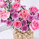 Hues of Nature Carnations & Roses Basket