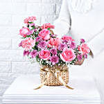 Hues of Nature Carnations & Roses Basket