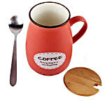 Coffee Printed Mug With Lid & Spoon