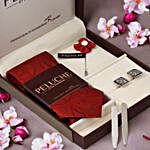 Peluche Paisley Tie & Cufflink Gift Box- Red