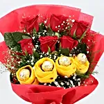 Romantic Red Roses Bouquet with Ferrero Rocher Chocolates