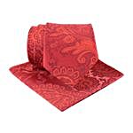 Kavove Floral Red Tie & Pocket Square Set