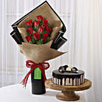 10 Red Roses & Choco Cream Cake Combo