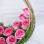 Aqua Blush Rose Crescent Flower Arrangement