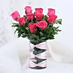 Pink Rose Vase & Truffle Cake Combo