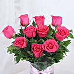 Pink Rose Vase & Truffle Cake Combo