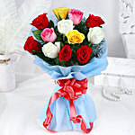 Colourful 12 Mixed Roses Bouquet