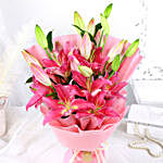 Passionate Oriental Pink Lilies Bouquet