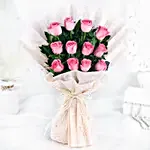 Sweet Memories Pink Roses Bouquet & Chocolate Cake