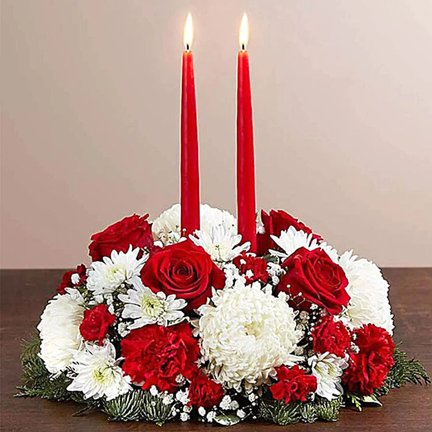 Candle and Flower Centerpeice