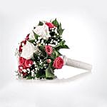 Elegant White N Pink Roses Bouquet