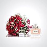 Red Roses With Miss Dior Perfume Combo