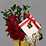 Red Roses And Patchi Chocolates Arrangement