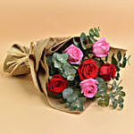 3 Pink 3 Red Roses Valentines Bouquet