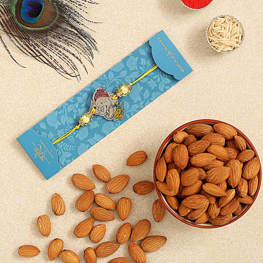 Divine Bal Ganesha Kids Rakhi And Healthy Almonds